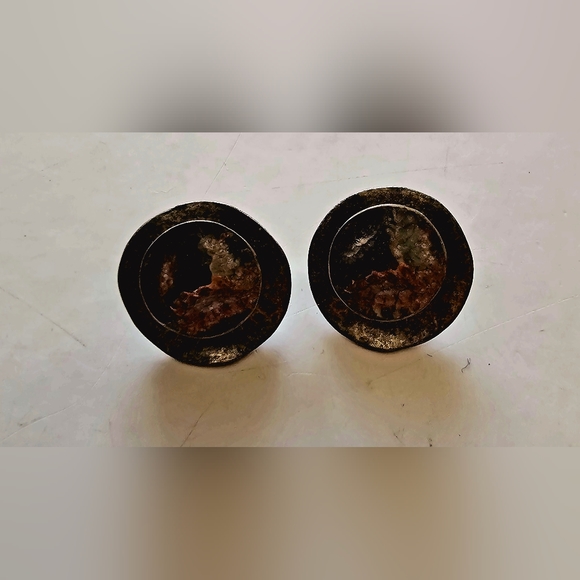 Vintage Chicos hammered brutaliat disks premium alloy post earrings, luxury - Picture 4 of 5